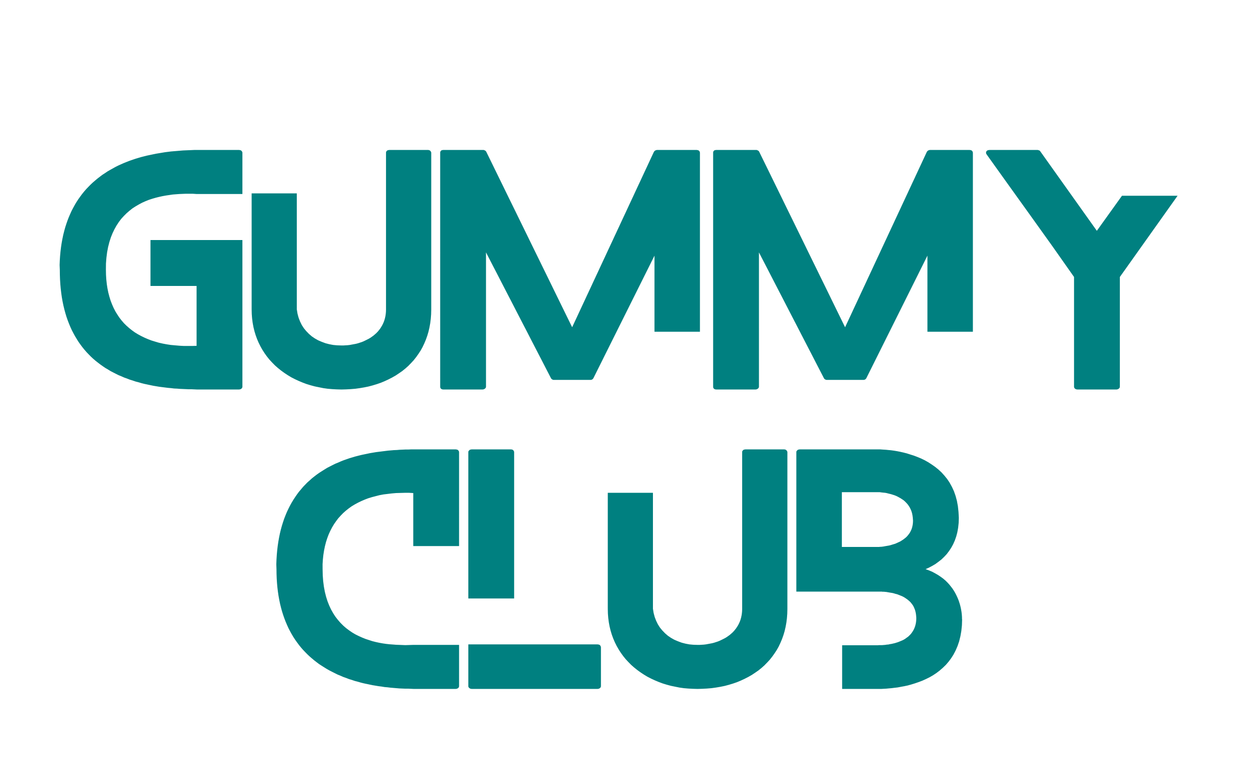 Teal 'Gummy Club' logo on a white background